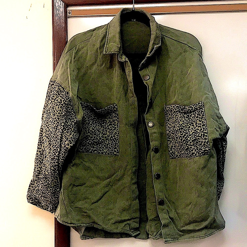 Leopard print patchwork Jean jacket